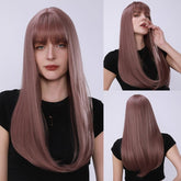 Purplish Grey Fringe Long Straight Wig for Cosplay